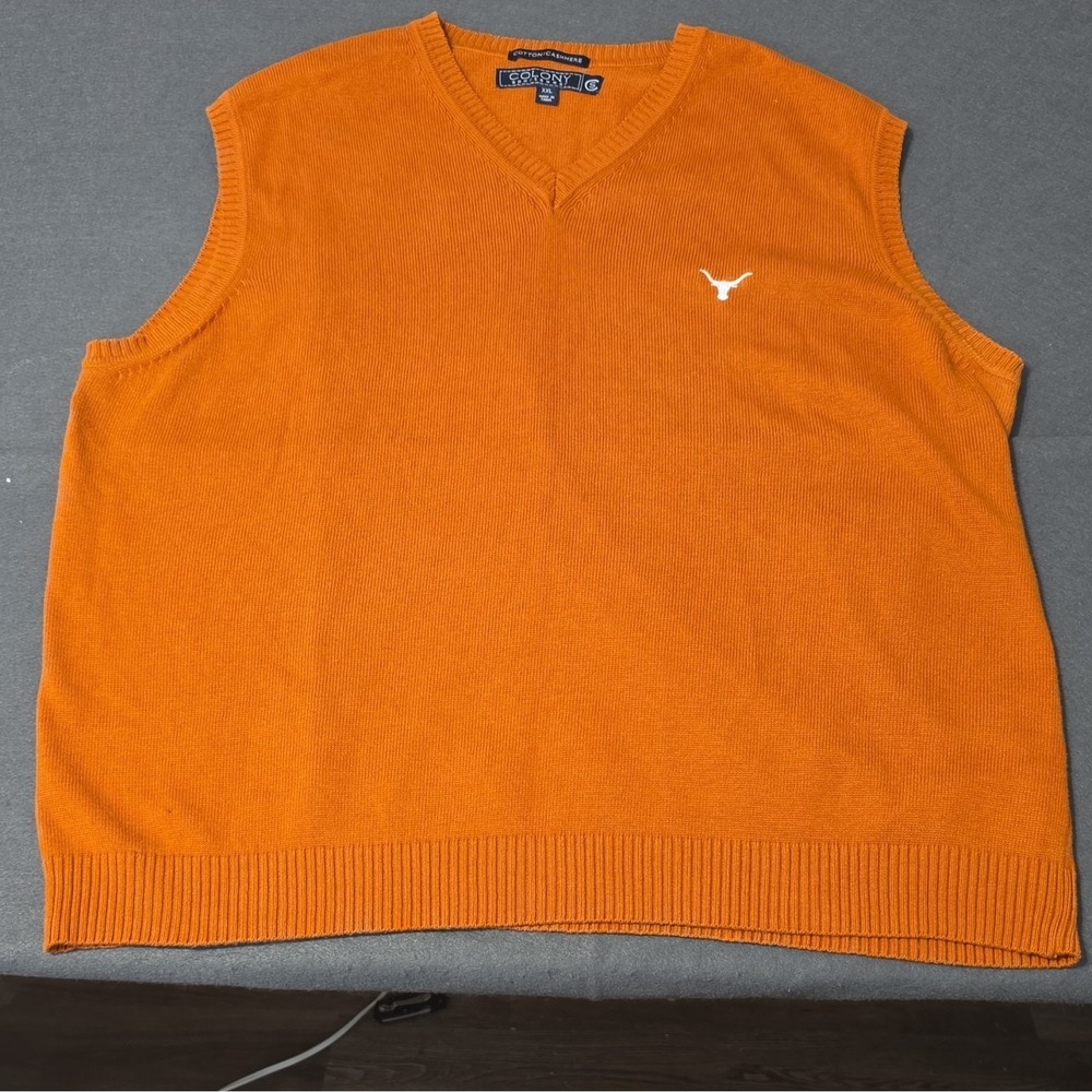 Colony Sportswear Men's Orange V-Neck Cotton Cashmere Sweater Vest XXL